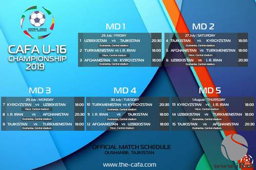 Расписание матчей турнира «CAFA U-16 championship-2019»
